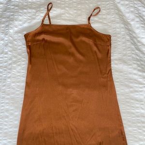 Burnt Orange Mini Dress with Slit